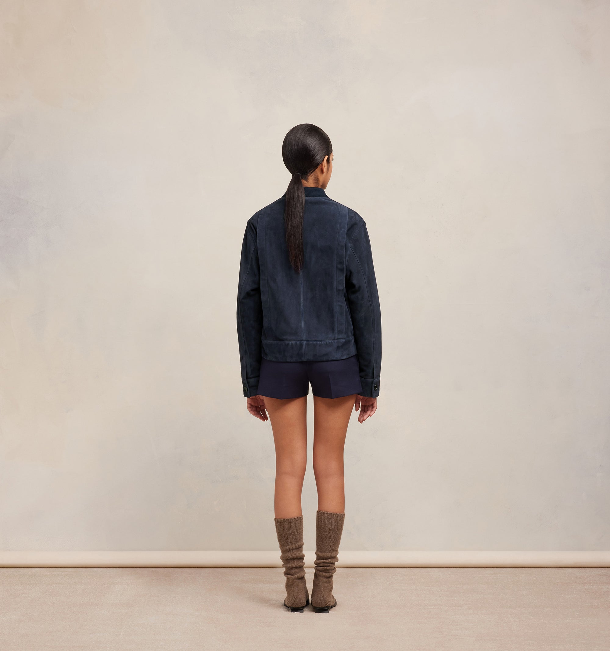 Bomber boxy à poches en daim - Night Blue