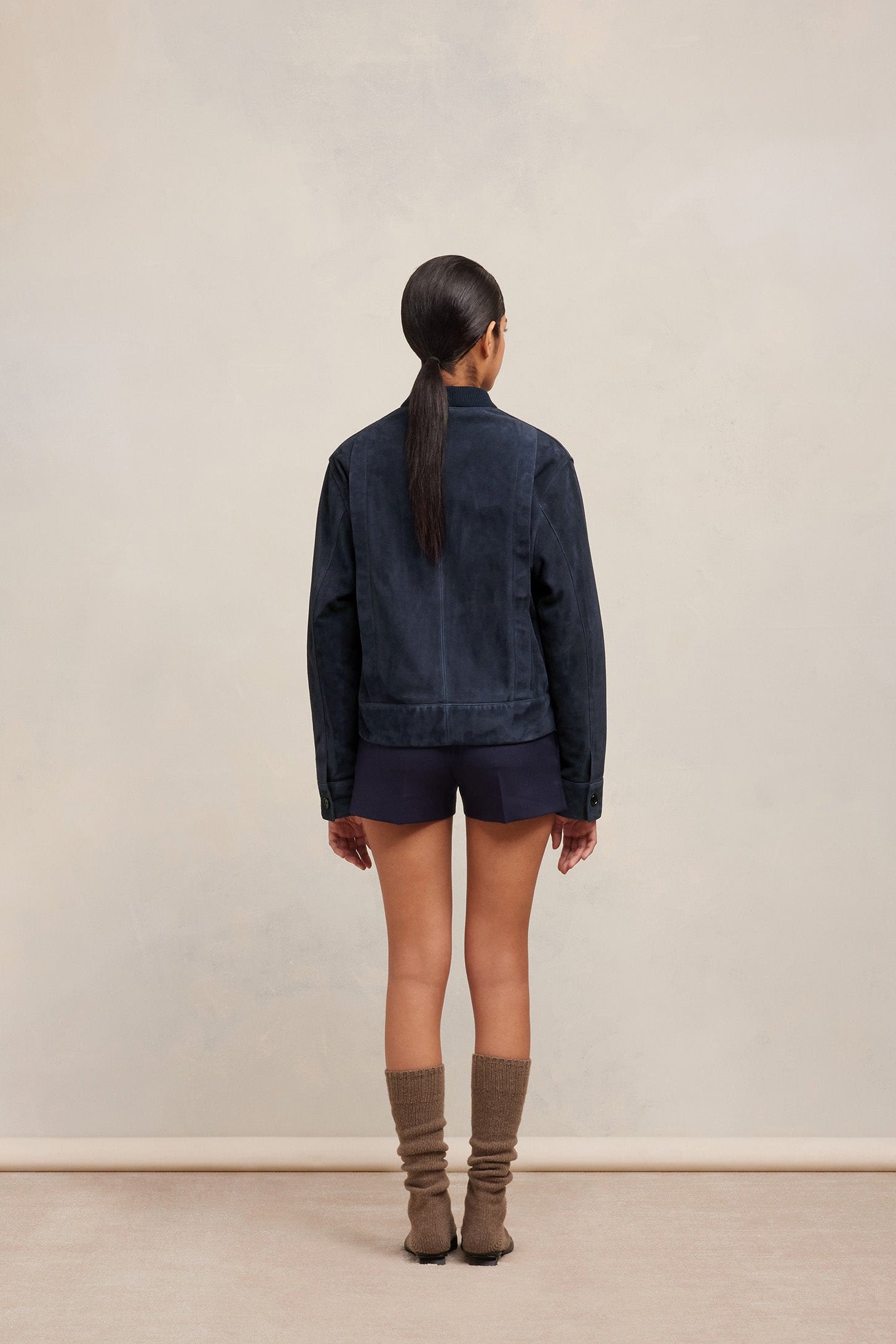 Bomber boxy à poches en daim - Night Blue