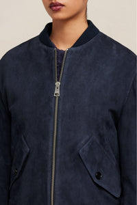 Bomber boxy à poches en daim - Night Blue