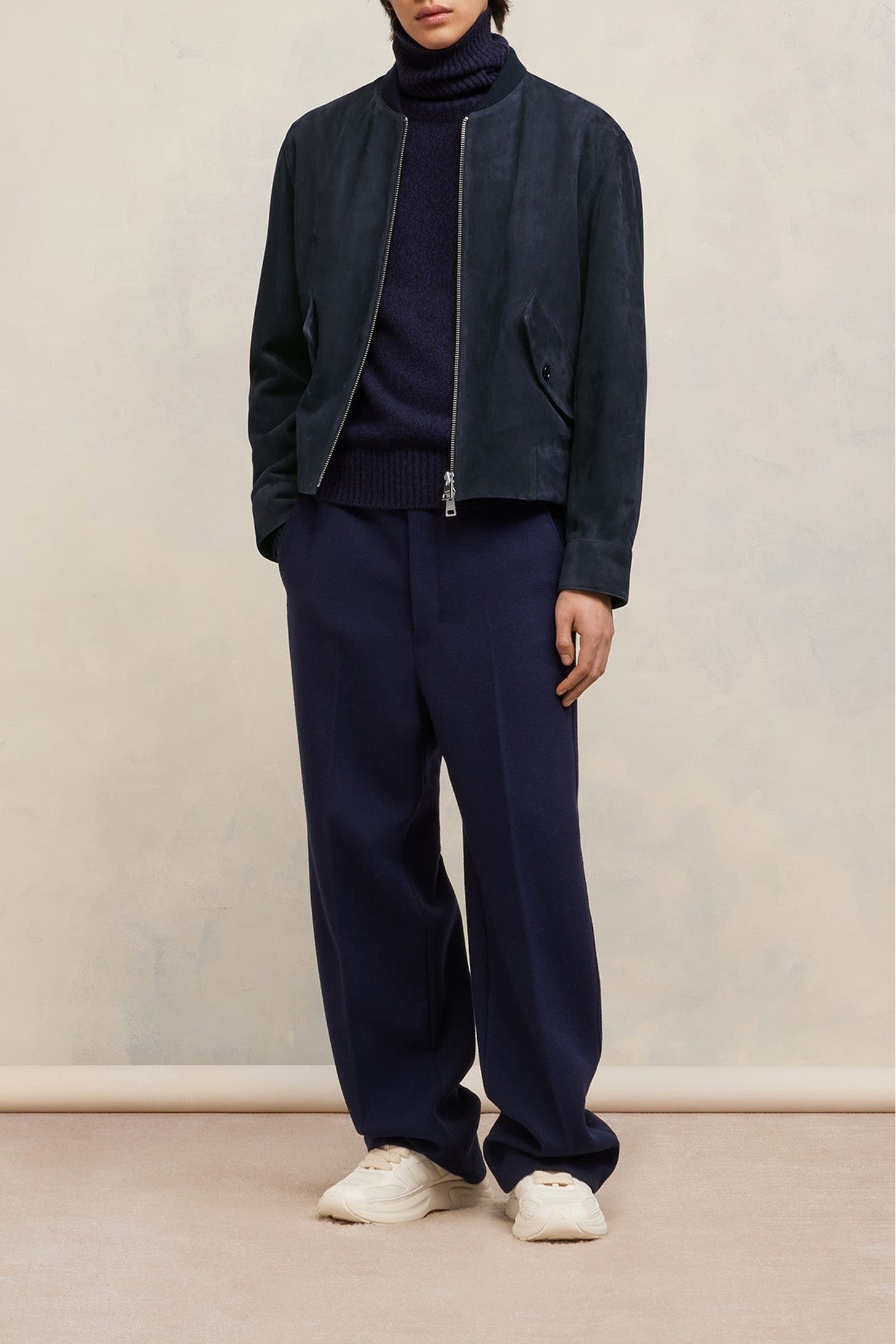 Bomber boxy à poches en daim - Night Blue