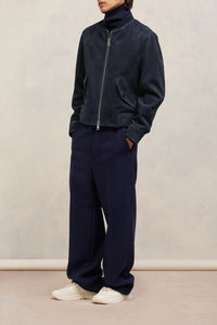 Bomber boxy à poches en daim - Night Blue