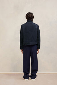 Bomber boxy à poches en daim - Night Blue