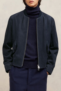 Bomber boxy à poches en daim - Night Blue