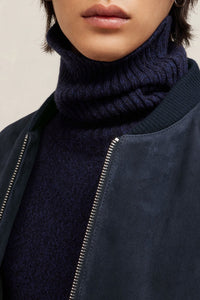 Bomber boxy à poches en daim - Night Blue