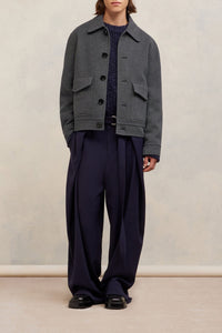 Veste boutonnée à poches en laine et cachemire - Heather Grey