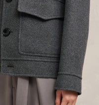 Veste boutonnée à poches en laine et cachemire - Heather Grey
