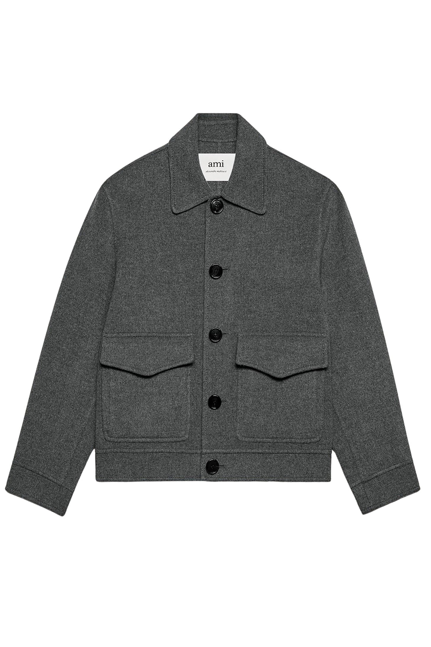 Veste boutonnée à poches en laine et cachemire - Heather Grey