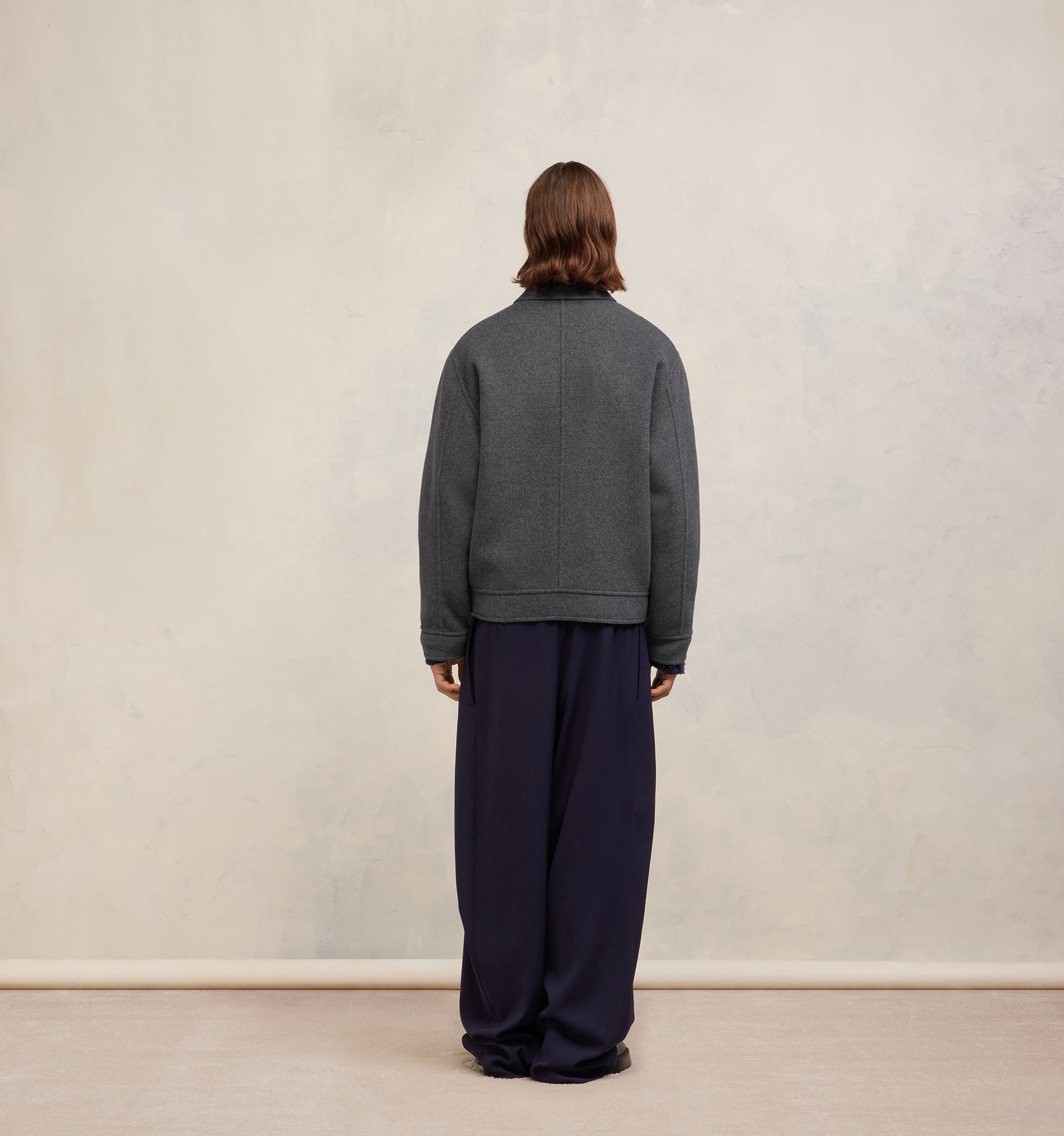 Veste boutonnée à poches en laine et cachemire - Heather Grey