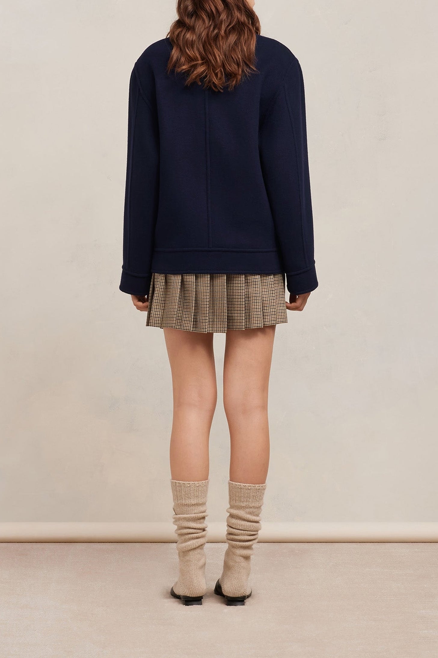 Veste boutonnée à poches en laine et cachemire - Night Blue