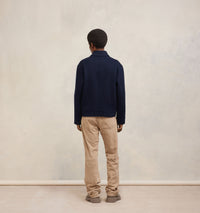 Veste boutonnée à poches en laine et cachemire - Night Blue