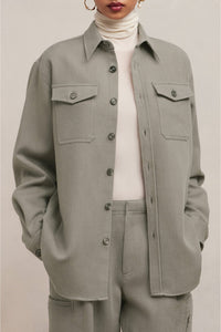 Surchemise à poches en laine - Taupe