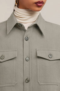 Surchemise à poches en laine - Taupe