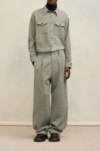 Surchemise à poches en laine - Taupe