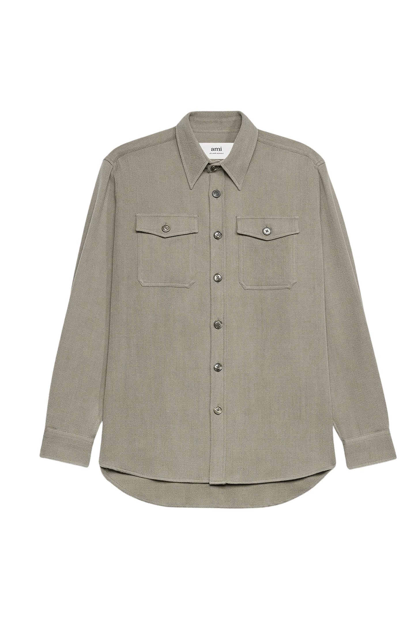 Surchemise à poches en laine - Taupe