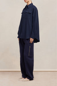 Surchemise à poches en laine - Night Blue