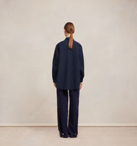 Surchemise à poches en laine - Night Blue