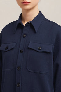Surchemise à poches en laine - Night Blue