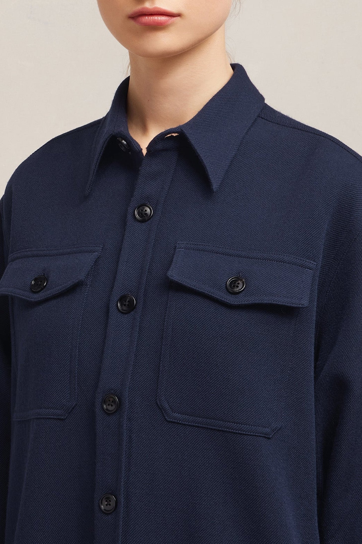 Surchemise à poches en laine - Night Blue