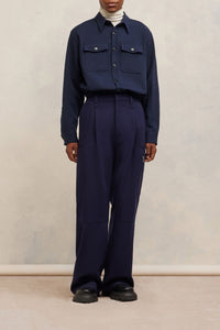 Surchemise à poches en laine - Night Blue