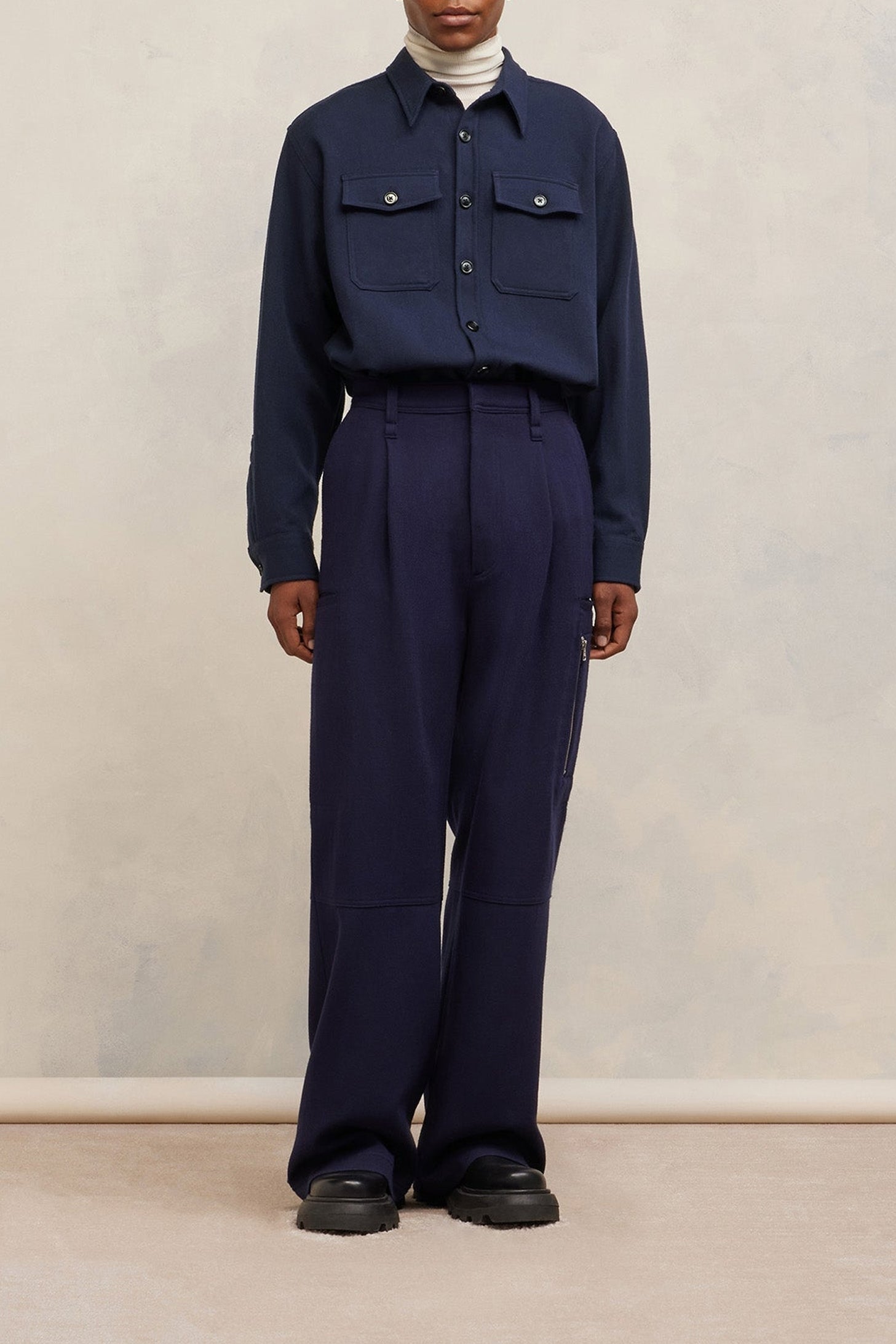 Surchemise à poches en laine - Night Blue