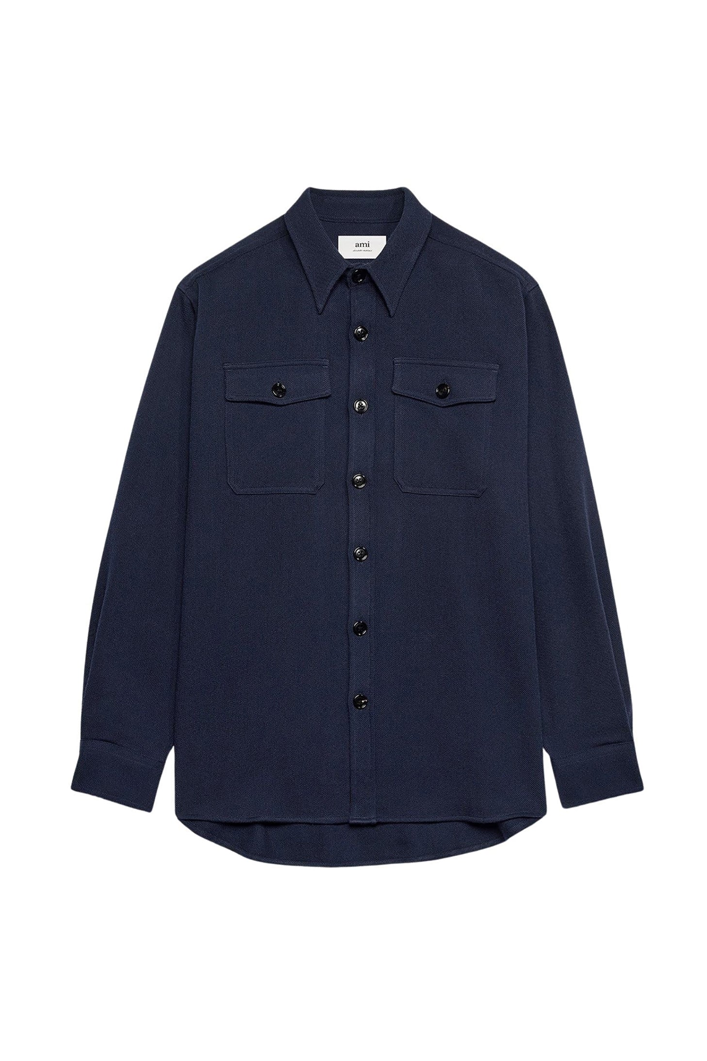 Surchemise à poches en laine - Night Blue