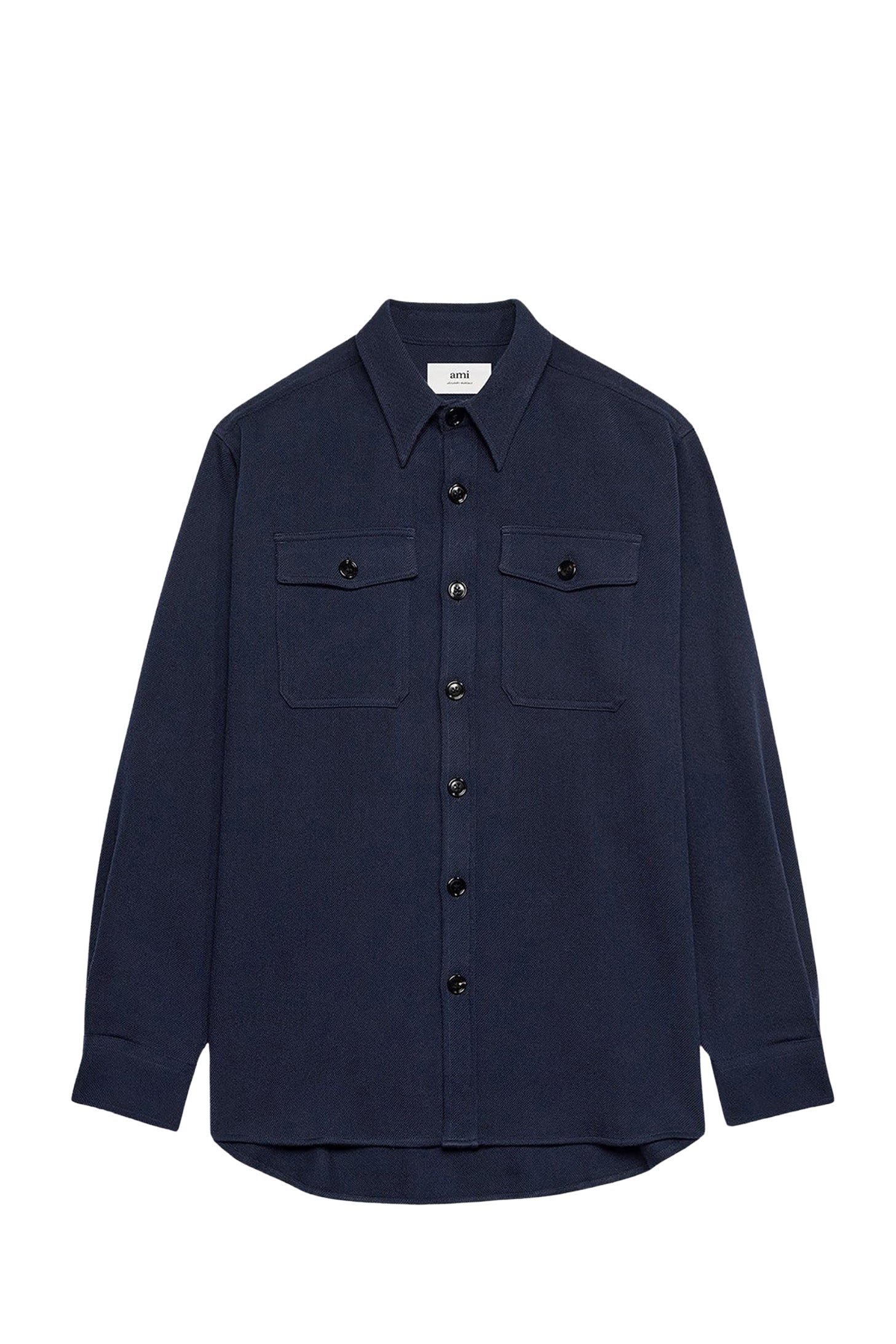 Surchemise à poches en laine - Night Blue