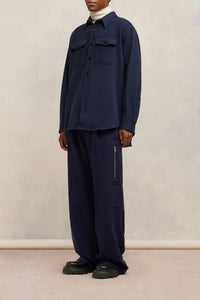 Surchemise à poches en laine - Night Blue