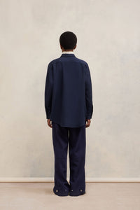 Surchemise à poches en laine - Night Blue