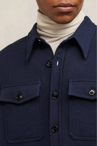 Surchemise à poches en laine - Night Blue