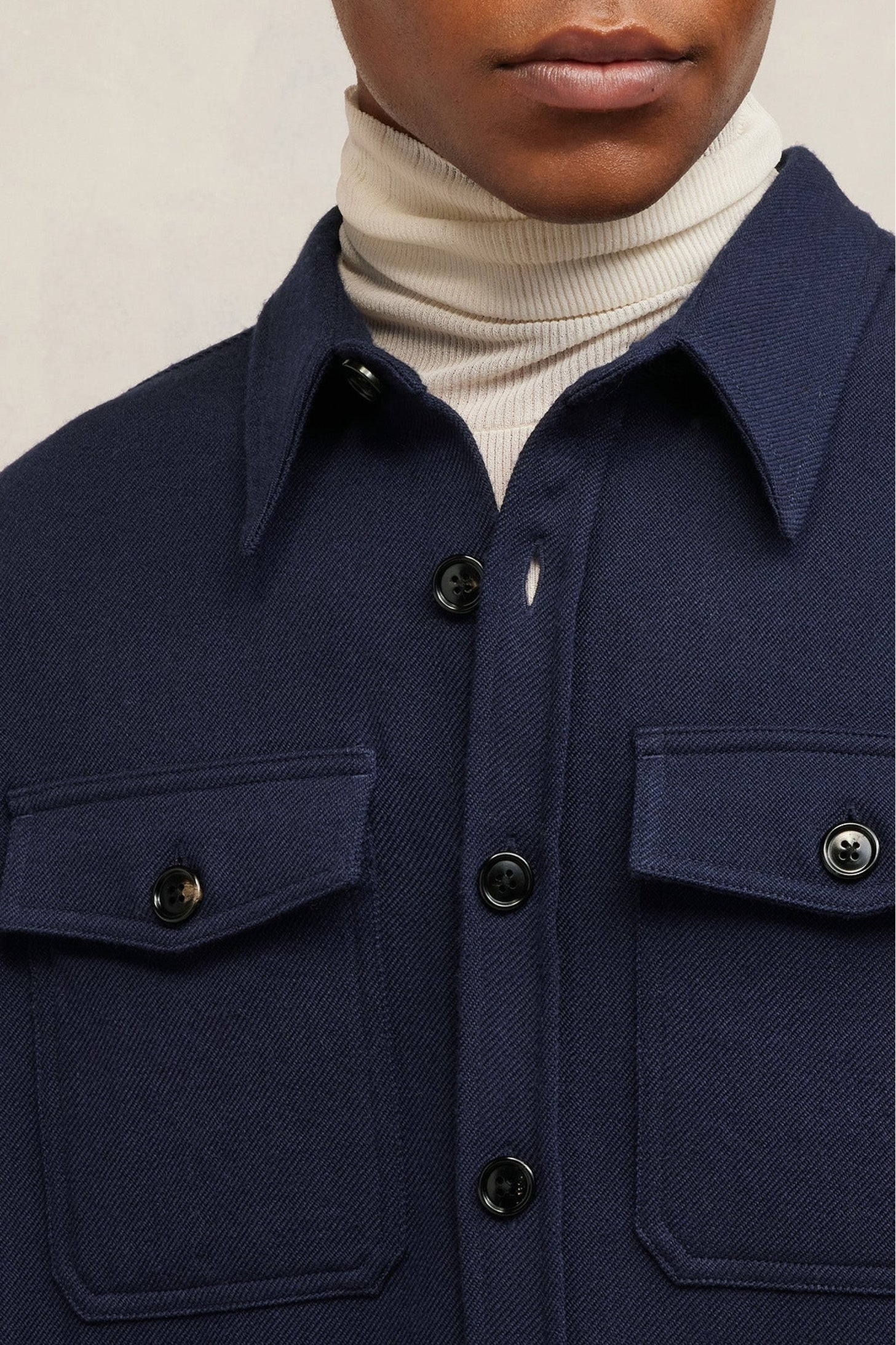 Surchemise à poches en laine - Night Blue