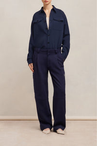 Surchemise à poches en laine - Night Blue