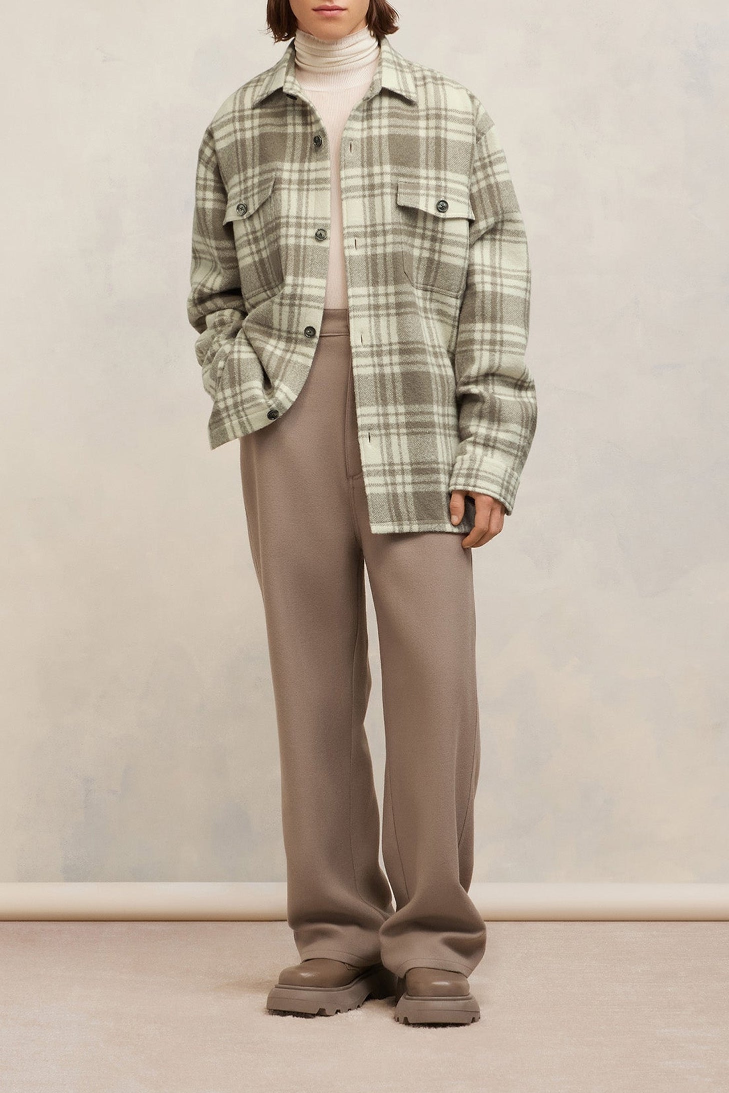 Surchemise oversize avec poches en laine - Ivory & Clay