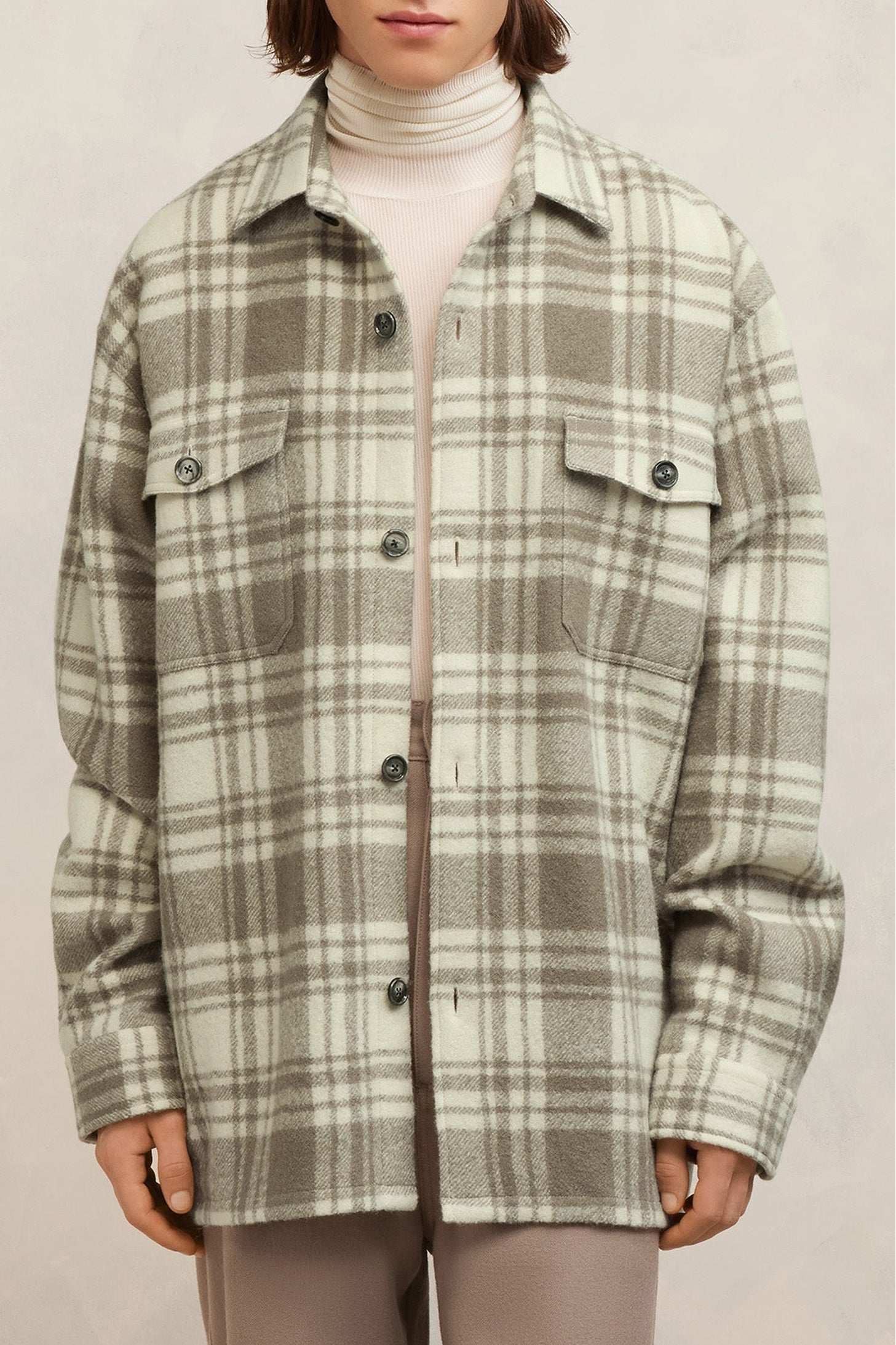 Surchemise oversize avec poches en laine - Ivory & Clay