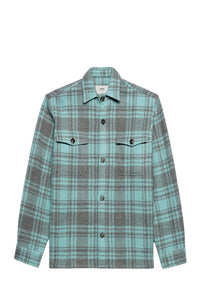 Surchemise oversize avec poches en laine - Aquamarine & Grey