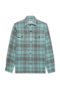 Surchemise oversize avec poches en laine - Aquamarine & Mineral Grey