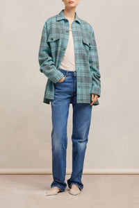 Surchemise oversize avec poches en laine - Aquamarine & Mineral Grey