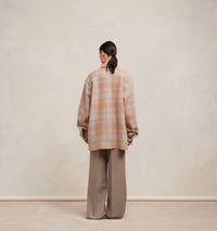 Surchemise oversize avec poches en laine - Powder Pink & Pearl Grey