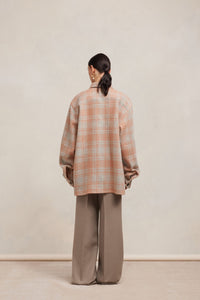 Surchemise oversize avec poches en laine - Powder Pink & Pearl Grey