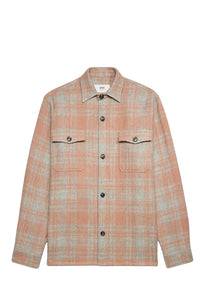 Surchemise oversize avec poches en laine - Powder Pink & Pearl Grey