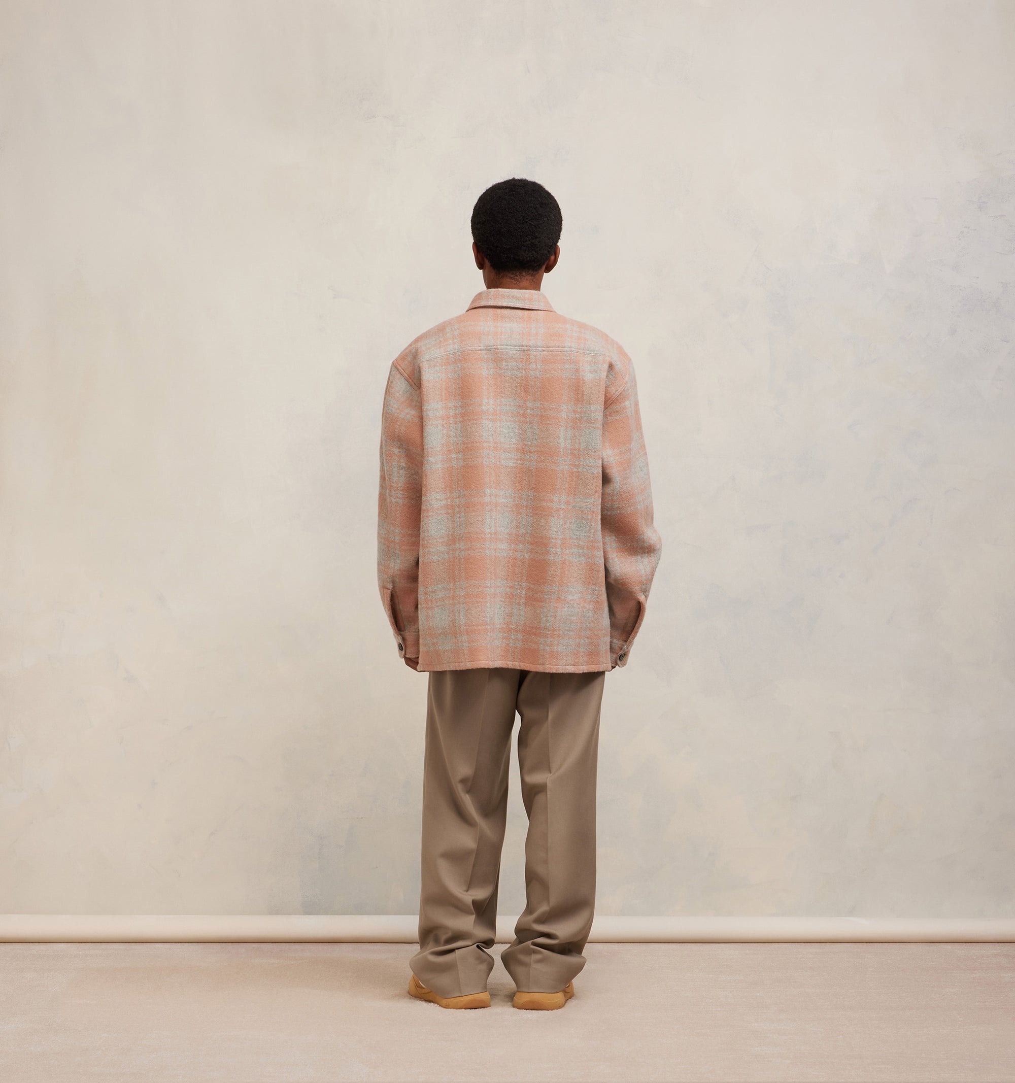 Surchemise oversize avec poches en laine - Powder Pink & Pearl Grey