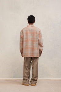 Surchemise oversize avec poches en laine - Powder Pink & Pearl Grey