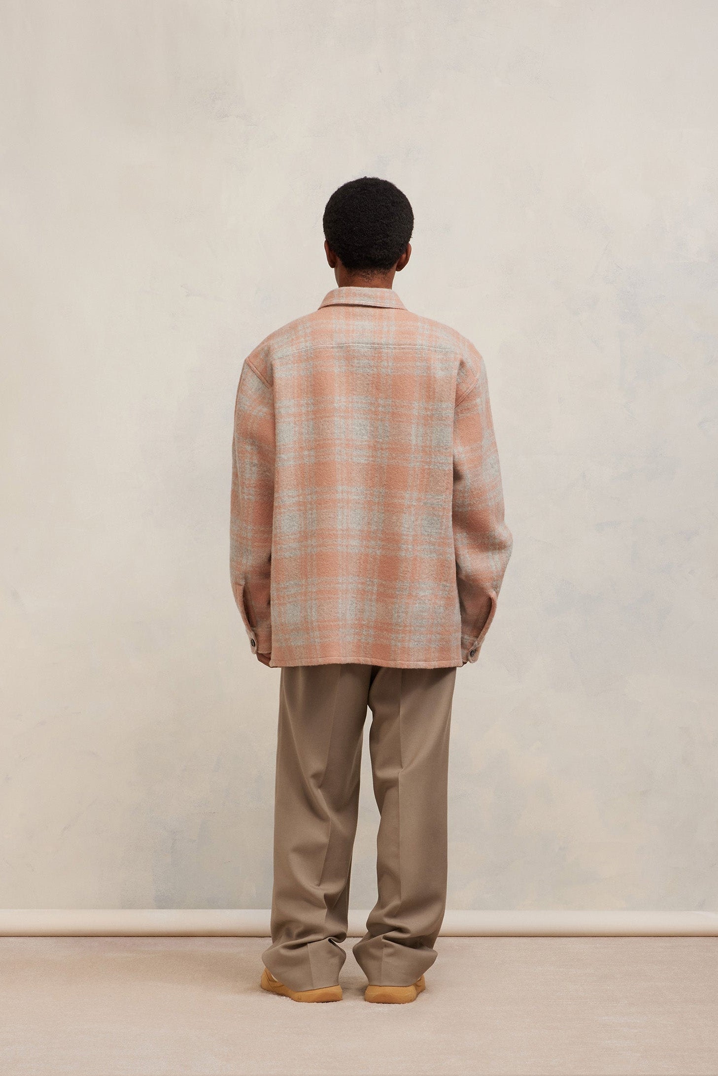 Surchemise oversize avec poches en laine - Powder Pink & Pearl Grey