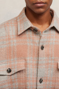 Surchemise oversize avec poches en laine - Powder Pink & Pearl Grey