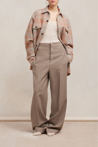 Surchemise oversize avec poches en laine - Powder Pink & Pearl Grey