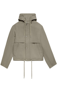 Parka courte avec cordons de serrage en laine - Taupe