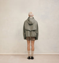 Parka courte avec cordons de serrage en laine - Taupe