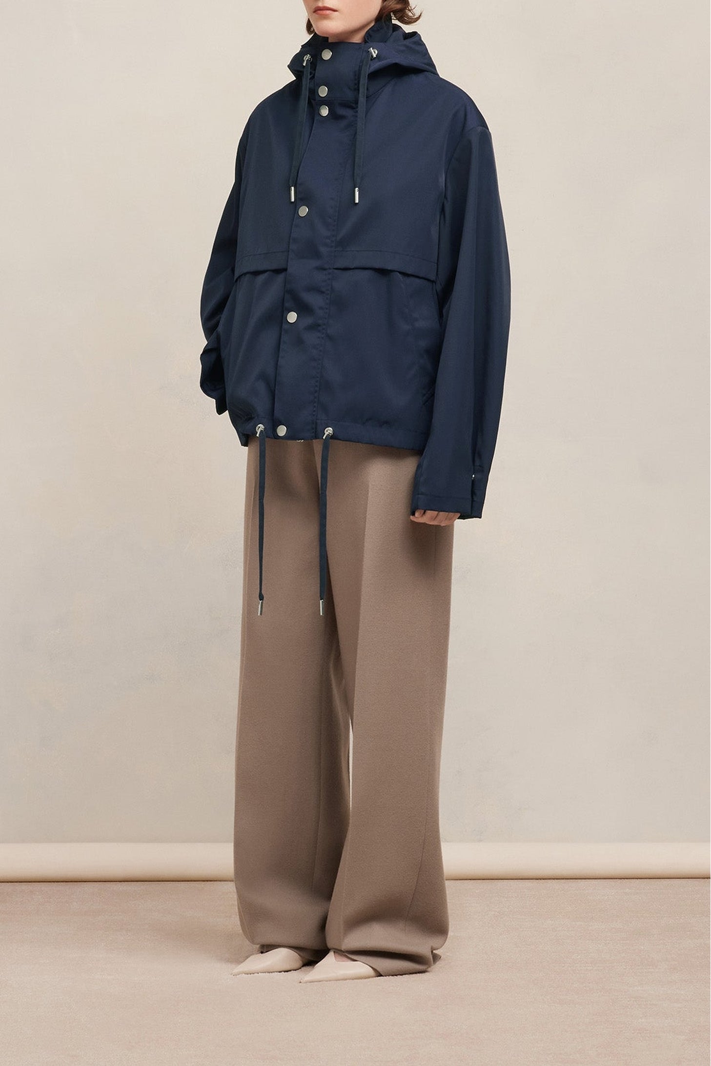 Parka courte avec cordons de serrage - Ivory