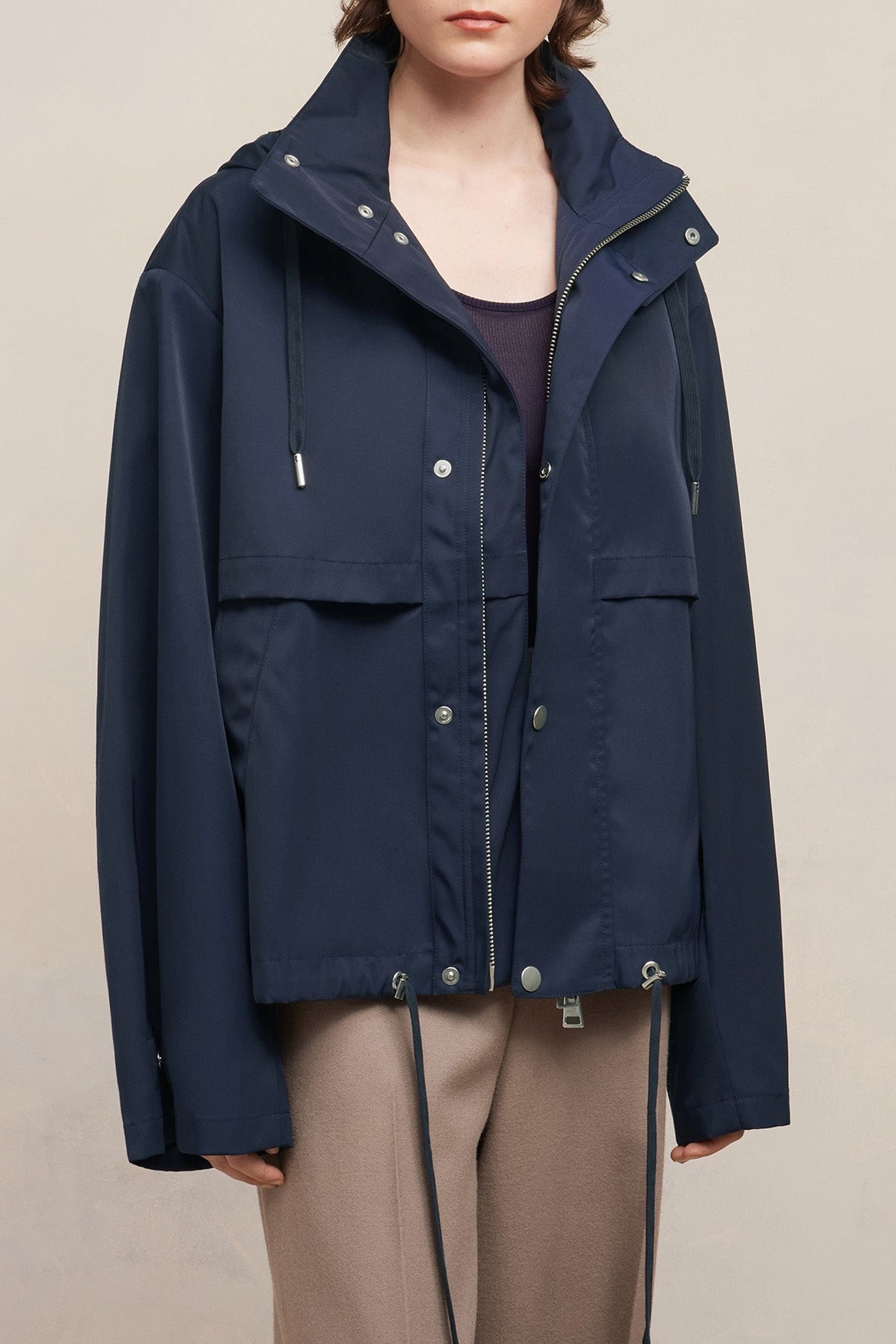 Parka courte avec cordons de serrage - Ivory
