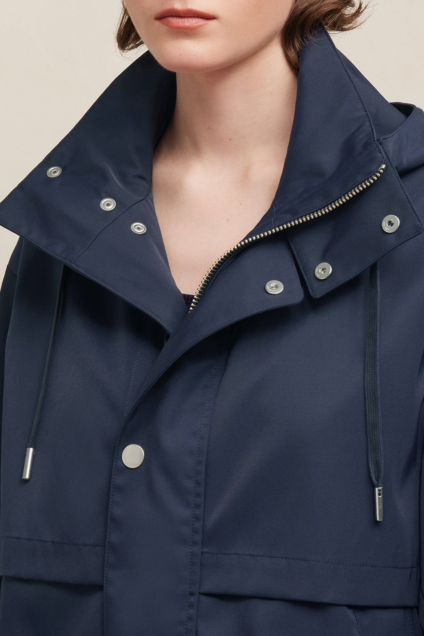 Parka courte avec cordons de serrage - Ivory
