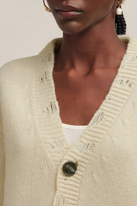 Cardigan avec détails découpés en laine - Ivory